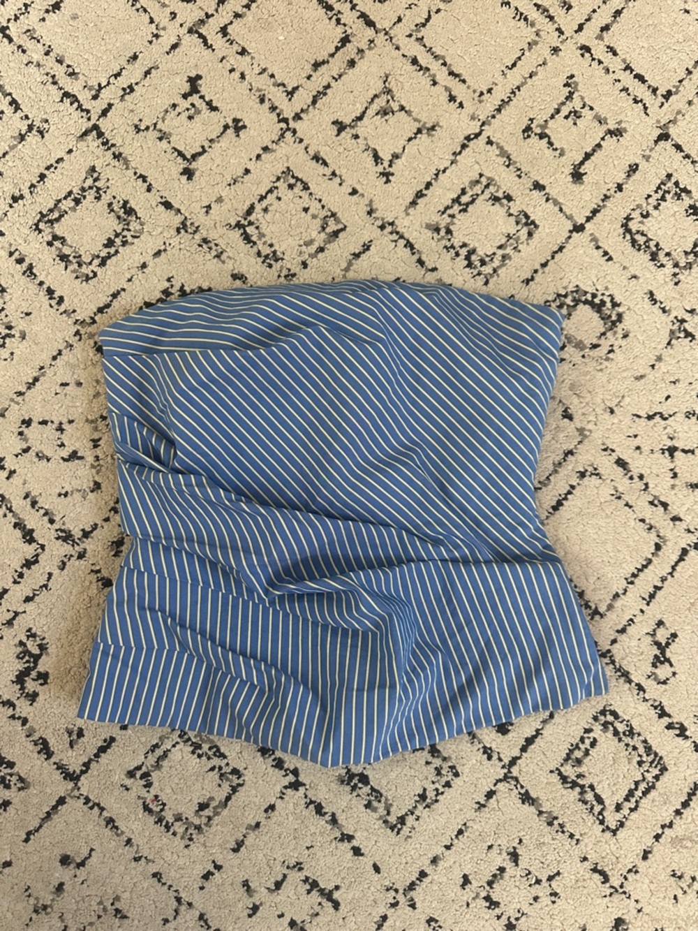 Zara Cornflower Blue Strapless Top with White Stitching